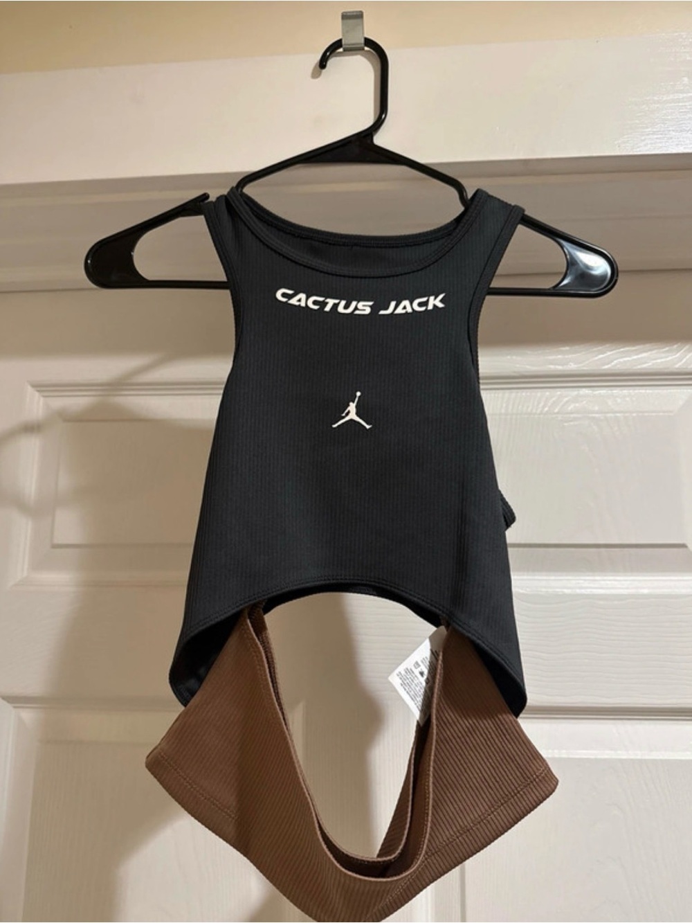 Jordan Black Ribbed Crop Tank with White Cactus Jack and Jumpman Logos